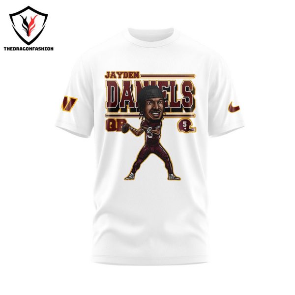 Washington Commanders Jayden Daniels Design 3D T-Shirt – White