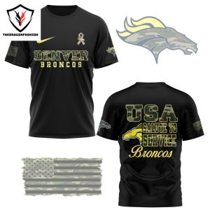 Usa Salute To Service Denver Broncos 3D T-Shirt – Black