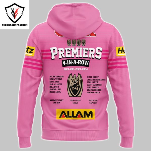 4-In-A-Row Premiers Penrith Panthers 2024 Hoodie Pink