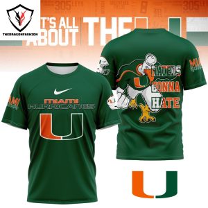 Miami Hurricanes Crucial Catch Intercept Cancer 3D T-Shirt