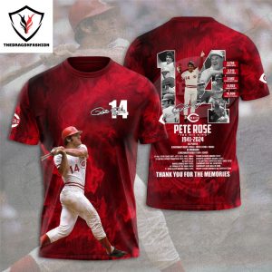 Pete Rose The Hit King 1941-2024 Thank You For The Memories 3D T-Shirt