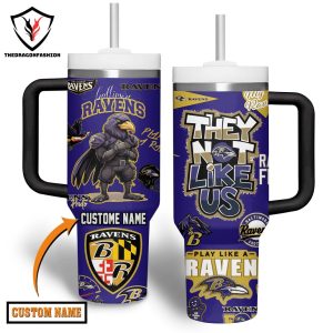 Personalized Baltimore Ravens They Not Like Us Tumbler With Handle And Straw