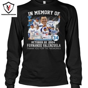 In Memory Of Fernando Valenzuela Los Angeles Dodgers October 22 2024 Thank You For The Memories Unisex T-Shirt