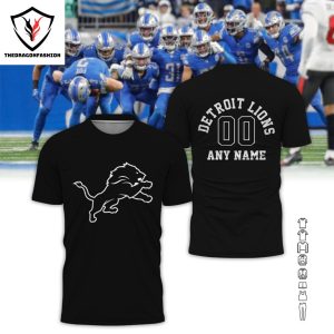 Personalized Detroit Lions Design Black 3D T-Shirt