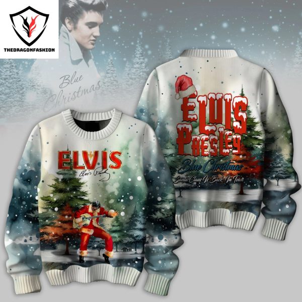 Elvis Presley Blue Christmas Santa Claus Is Back In Town Sweater