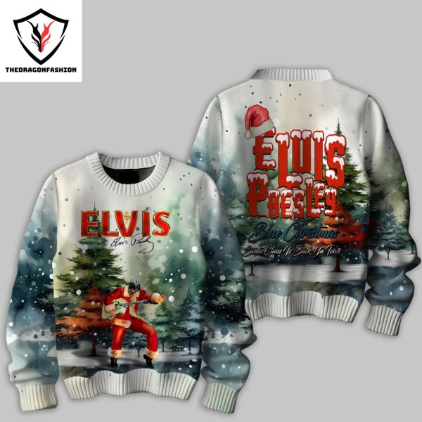 Elvis Presley Blue Christmas Santa Claus Is Back In Town Sweater