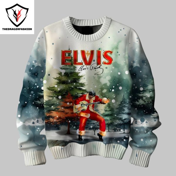 Elvis Presley Blue Christmas Santa Claus Is Back In Town Sweater