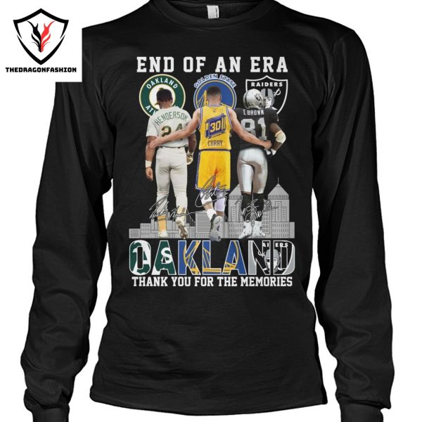 End Of An Era Oakland Athletics x Golden State Warriors x Las Vegas Raiders Signature Thank You For The Memories Unisex T-Shirt