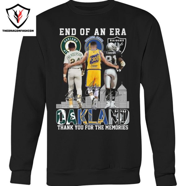 End Of An Era Oakland Athletics x Golden State Warriors x Las Vegas Raiders Signature Thank You For The Memories Unisex T-Shirt