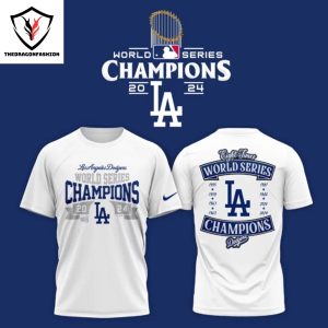 Los Angeles Dodgers World Series Champions 2024 Eight Times 3D T-Shirt – White