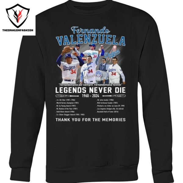 Fernando Valenzuela Los Angeles Dodgers Legends Never Die 1960-2024 Thank You For The Memories Unisex T-Shirt