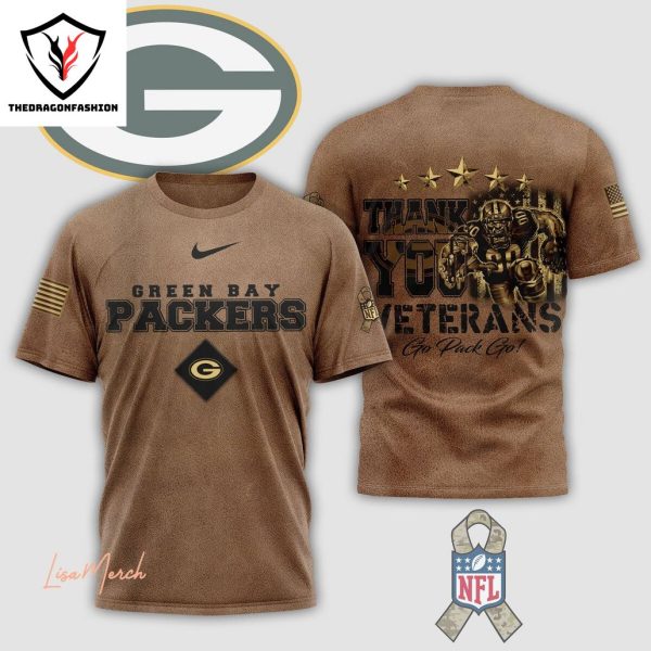 Green Bay Packers Thank You Veterans Go Pack Go 3D T-Shirt