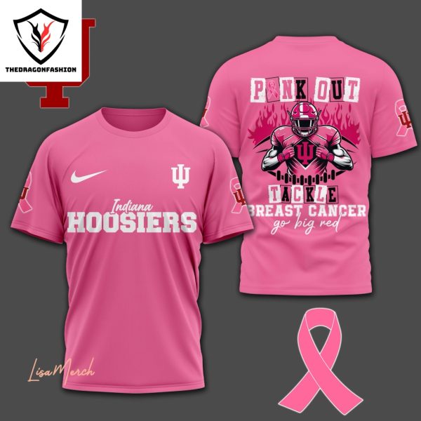 Indiana Hoosiers Pink Out Tackle Breast Go Big Red 3D T-Shirt – Pink