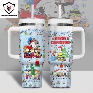 Snoopy Family Merry Christmas Tumbler With Handle And Straw