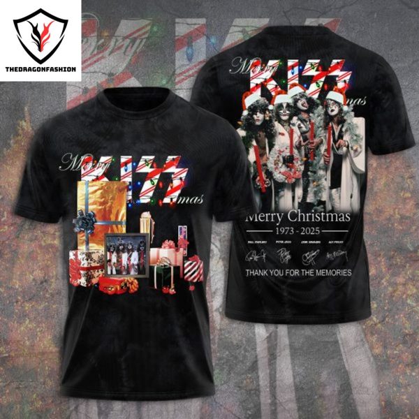 KISS Band Merry Christmas 1973-2025 Signature Thank You For The Memories 3D T-Shirt