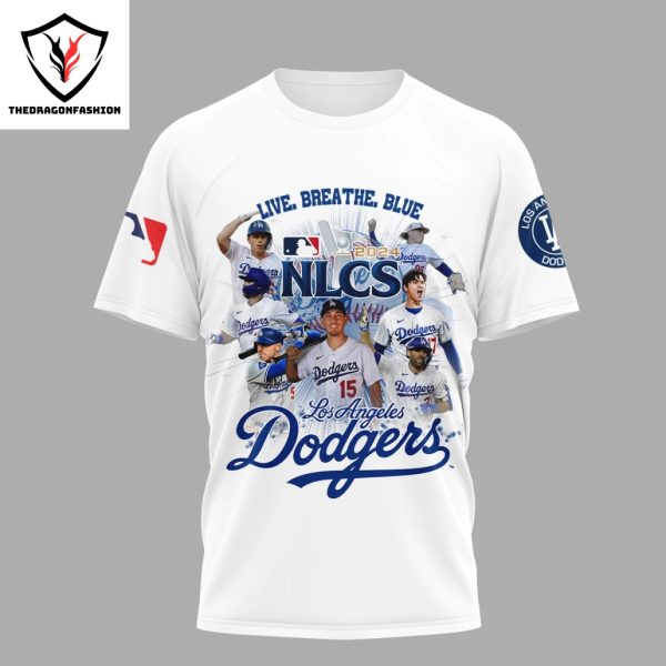 Live Breathe Blue Los Angeles Dodgers 3D T-Shirt – White