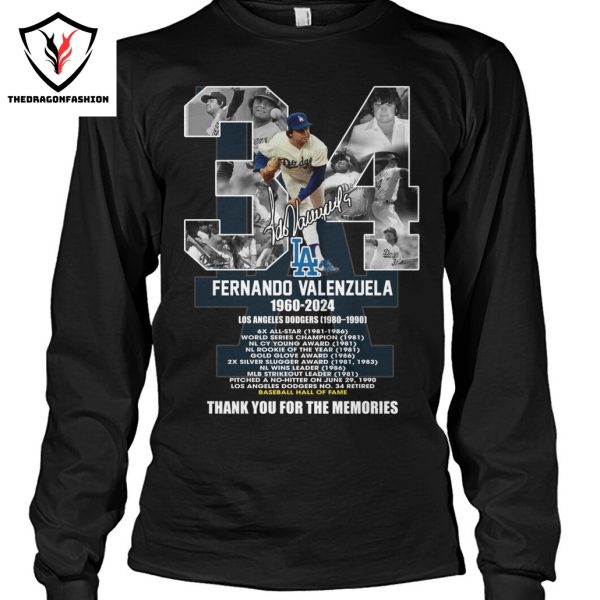 Los Angeles Dodgers Fernando Valenzuela Legend 1960-2024 Signature Thank You For The Memories Unisex T-Shirt