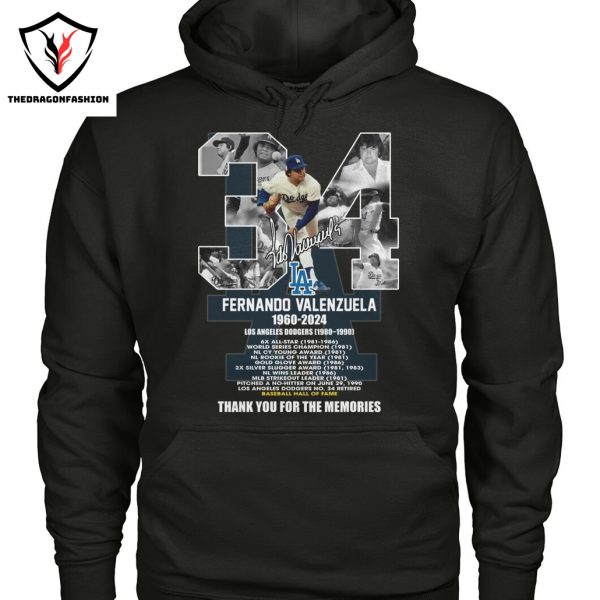 Los Angeles Dodgers Fernando Valenzuela Legend 1960-2024 Signature Thank You For The Memories Unisex T-Shirt