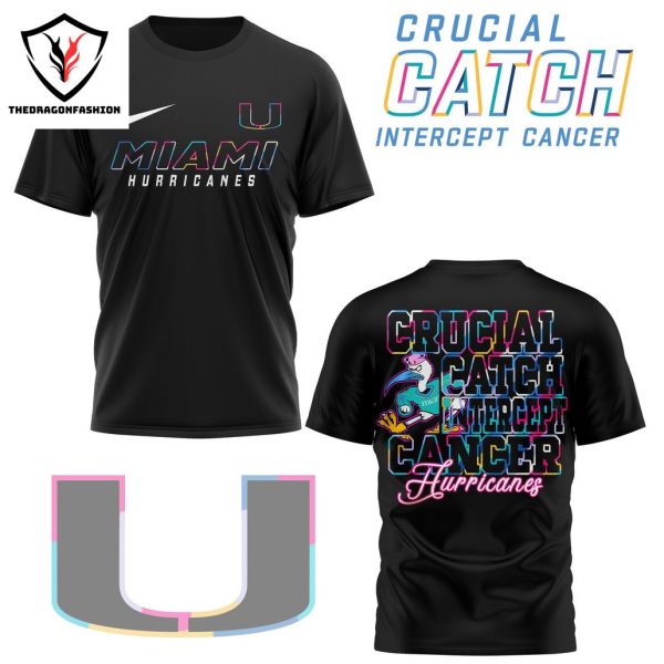 Miami Hurricanes Crucial Catch Intercept Cancer 3D T-Shirt