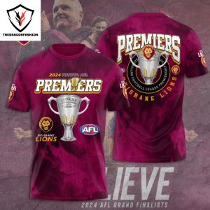 2024 Premiers Brisbane Lions Australian Football League 3D T-Shirt