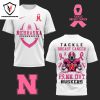 Nebraska Cornhuske Tide Tackle Breast Pink Out 3D T-Shirt – Black