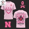 Nebraska Cornhuske Tide Tackle Breast Pink Out 3D T-Shirt – Black