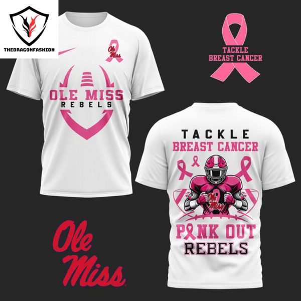 Ole Miss Rebels Tackle Breast Pink Out 3D T-Shirt