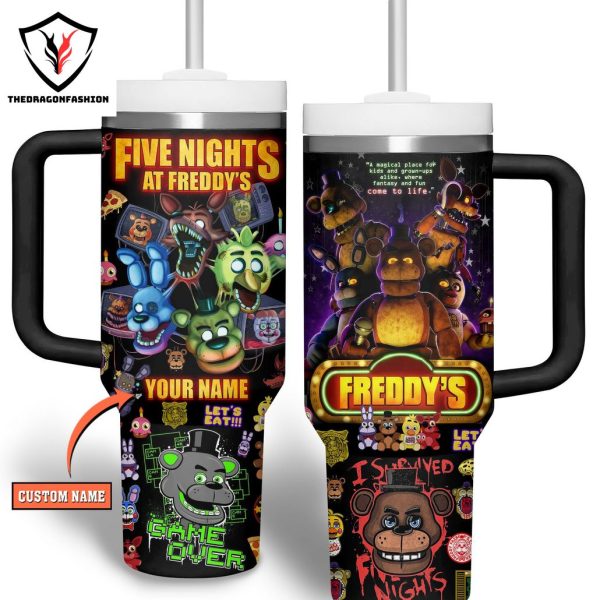 Personalized Five Nights At Freddy Tumbler With Handle And Straw