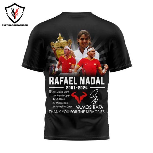 Rafael Nadal 2001-2024 Signature Thank You For The Memories 3D T-Shirt