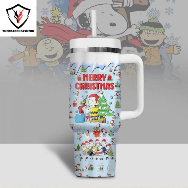 Snoopy Family Merry Christmas Tumbler With Handle And Straw