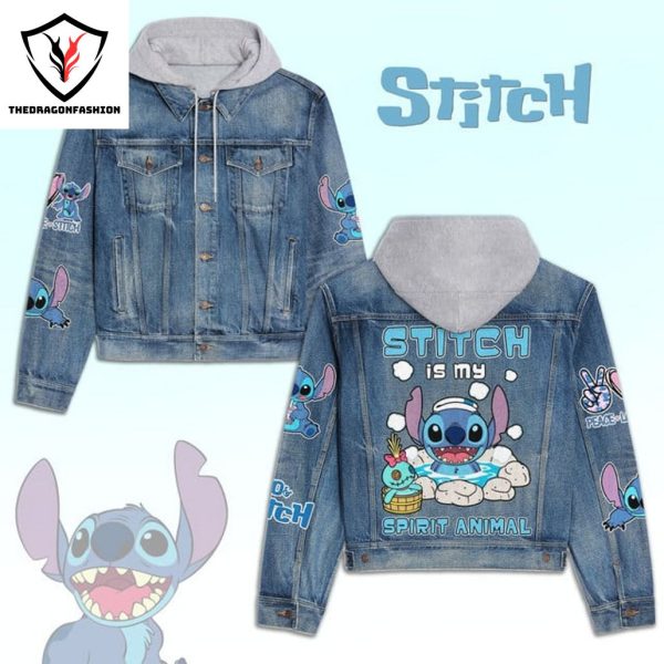 Stitch Is My Spirit Animal Hooded Denim Jacket