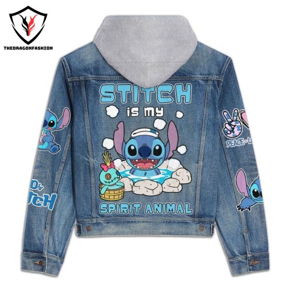 Stitch Is My Spirit Animal Hooded Denim Jacket