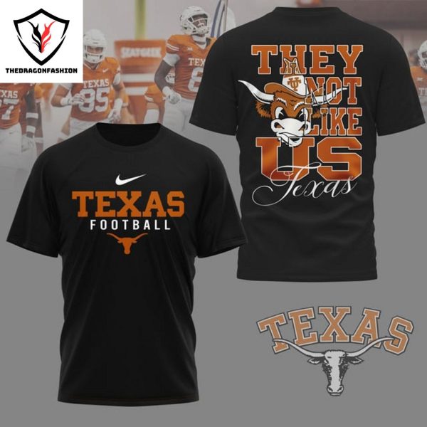 Texas Longhorns Football – They Not Like Us 3D T-Shirt – Black