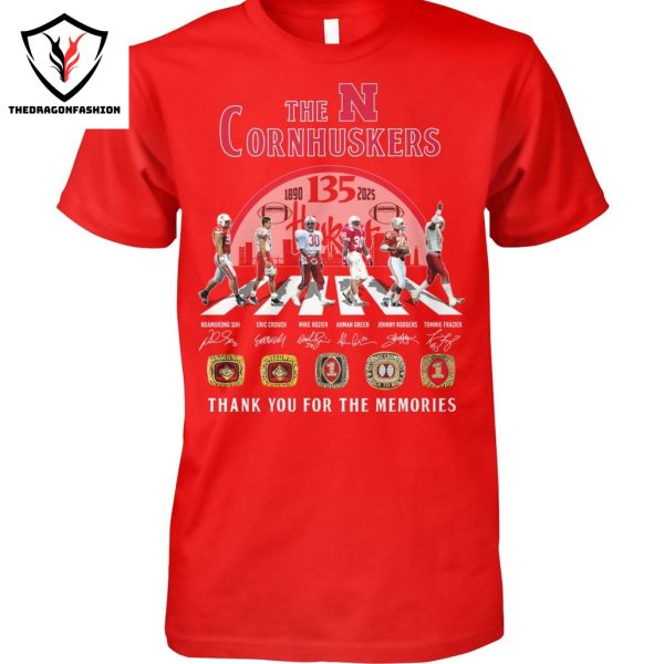 The Nebraska Cornhuskers 135 Years 1890-2025 Signature Thank You For The Memories Signature Unisex T-Shirt