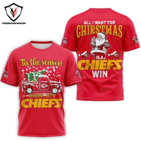 Tis The Season Kansas City Chiefs – All I Want For Christmas Chiefs Win 3D T-Shirt