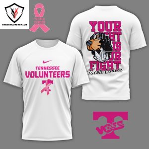 Tennessee Volunteers – Your Fight Is Our Fight Tackle Cancer 3D T-Shirt – White