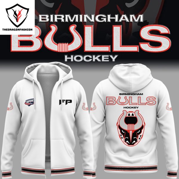 2024 Birmingham Bulls Hockey Design Zip Hoodie – White