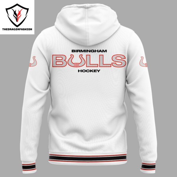 2024 Birmingham Bulls Hockey Design Zip Hoodie – White