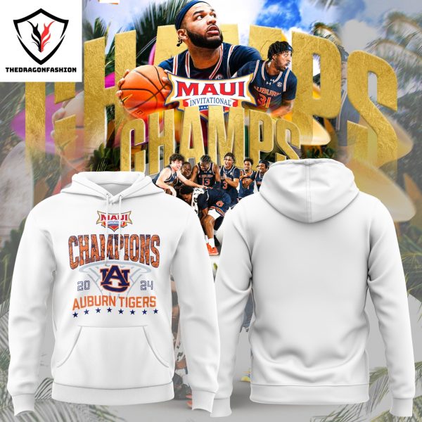 2024 Champions Auburn Tigers Mens Basketball Hoodie – White