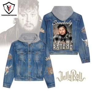 Jelly Roll Somebody Save Me Hooded Denim Jacket