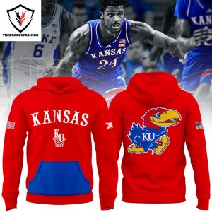 Kansas Jayhawks Men Basketball Logo Hoodie – Red