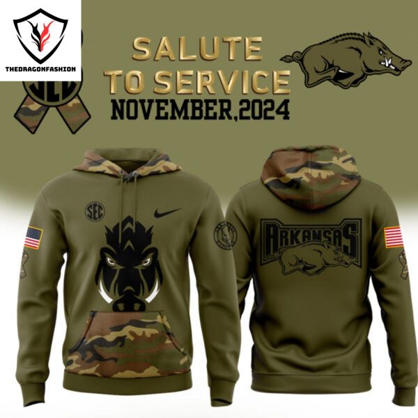 Arkansas Razorbacks Football 2024 Salute To Service Club Hoodie