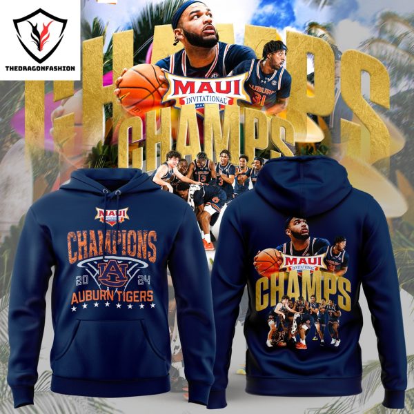 Auburn Tigers Champions Maui Invitational 2024 Hoodie – Blue