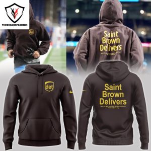 Saint Brown Delivers Detroit Lions Hoodie – Brown