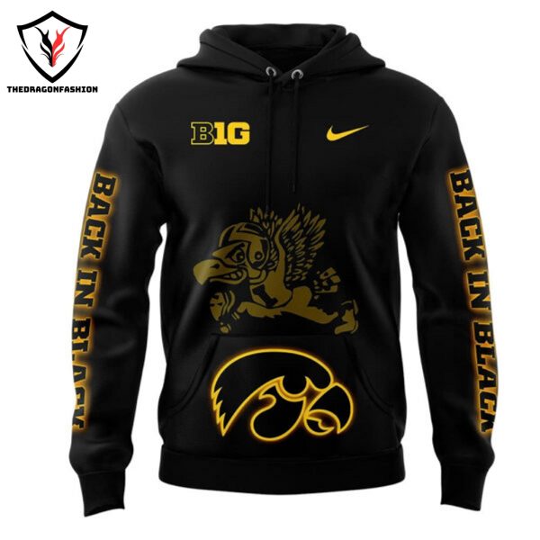 Back In Black Iowa Hawkeye Football Logo Hoodie