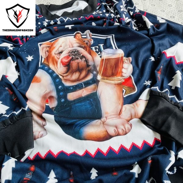 Bulldog Drink Samuel Adams Boston Lager Beer Ugly Christmas Sweater