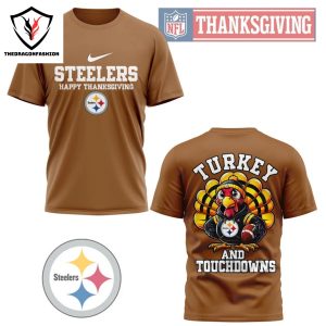 Pittsburgh Steelers Happy Thanksgiving – Turkey And Touchdowns 3D T-Shirt