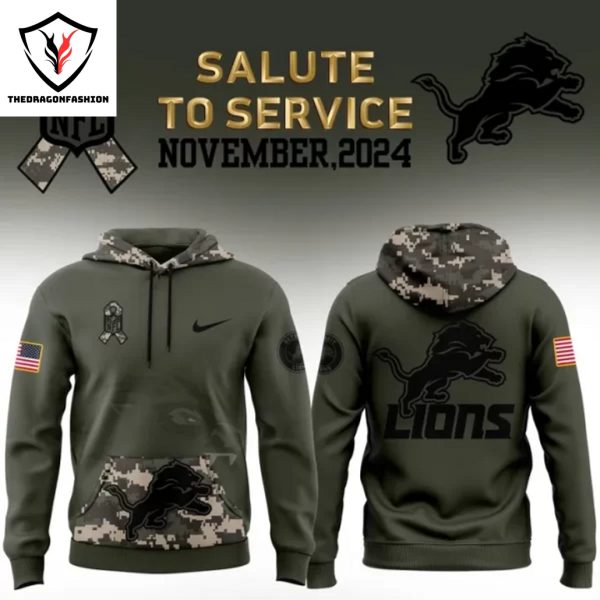 Detroit Lions Camo 2024 Salute To Service Club Hoodie