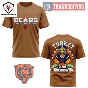 Chicago Bears Happy Thanksgiving – Turkey And Touchdowns 3D T-Shirt