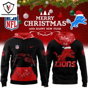 Detroit Lions Merry Christmas And New Year Hoodie – Red Black